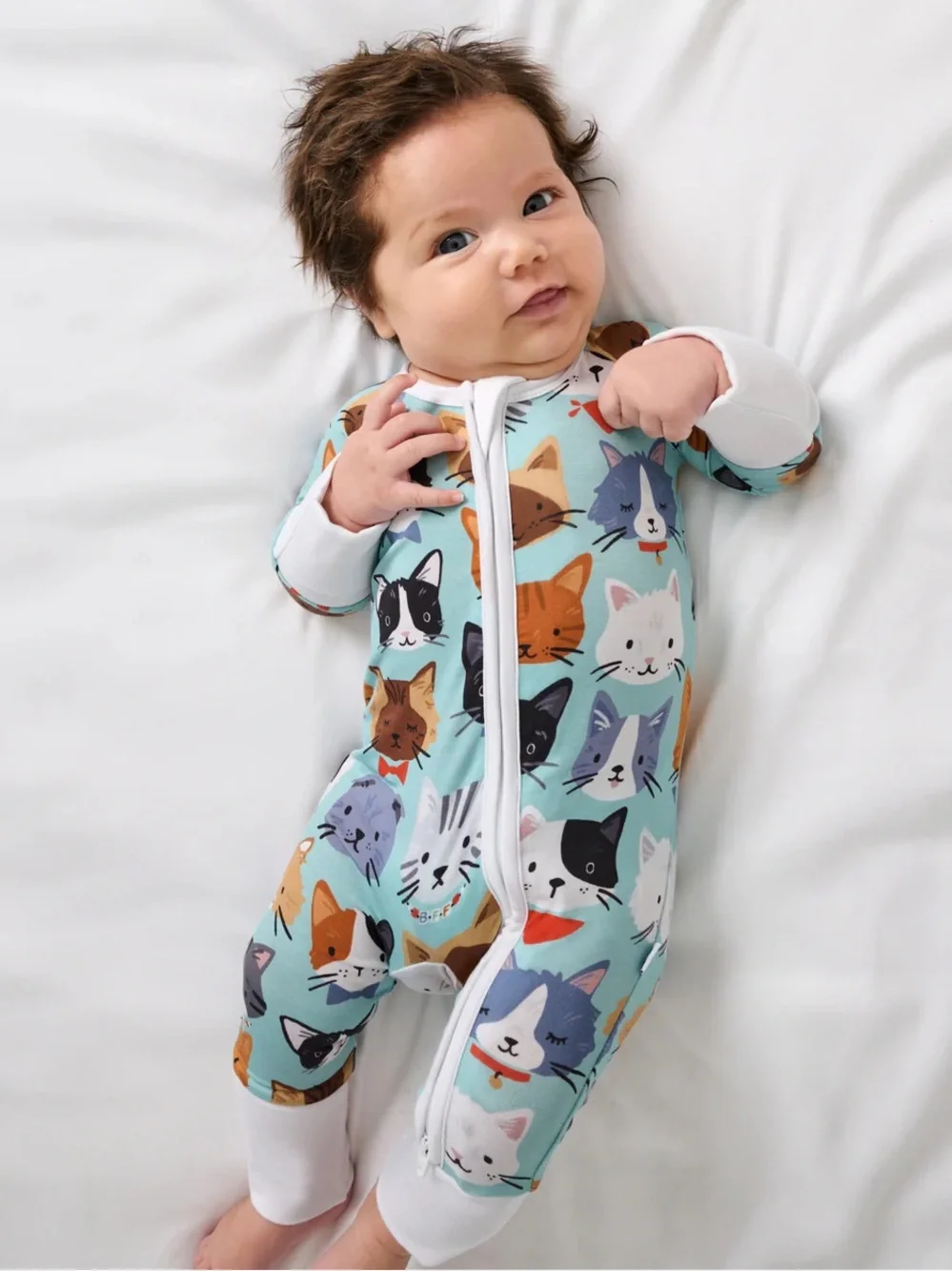 NWT 18-24M Little Sleepies Purrfect Pals Cats Mint Turquoise Teal Aqua